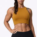 Crop brassière intégrée Very Bad Wod femme jaune moutarde pour WOD, fitness et musculation