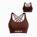 Brassière sport femme Very Bad Wod marron dos croisé pour yoga et fitness