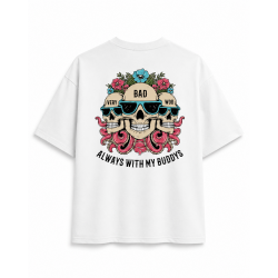 T-Shirt oversize unisexe blanc ALWAYS WITH MY BUDDYS | VERY BAD WOD