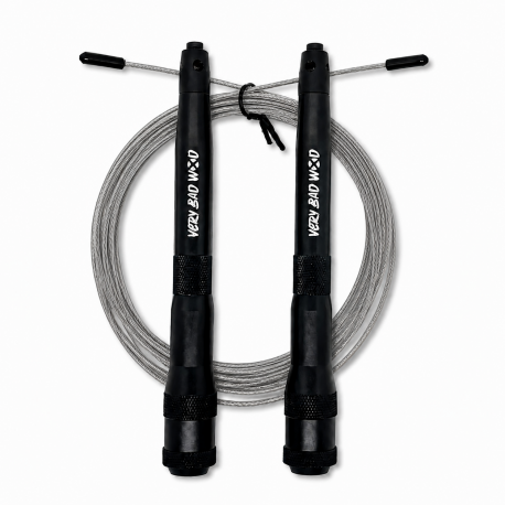 Corde à sauter Very Bad Wod Stormy noire câble gris 1,8 mm non gainé pour CrossFit®