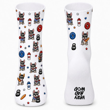 Chaussettes Very Bad Socks French Bully Blanc