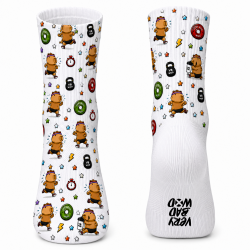 Chaussettes sport imprimées en France Capybara Run blanc à motifs