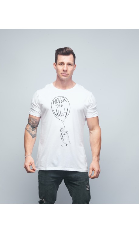 Unisex T-shirt white NEVER TOO HIGH| VERY BAD WOD x WILL LENNART TATOO